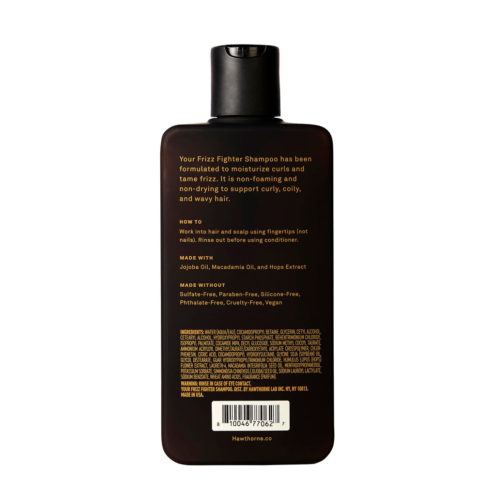 Hawthorne Frizz Fighter Shampoo for Men – Curly Hair Hydration, Sulfate Free (8 oz) 2-Pack