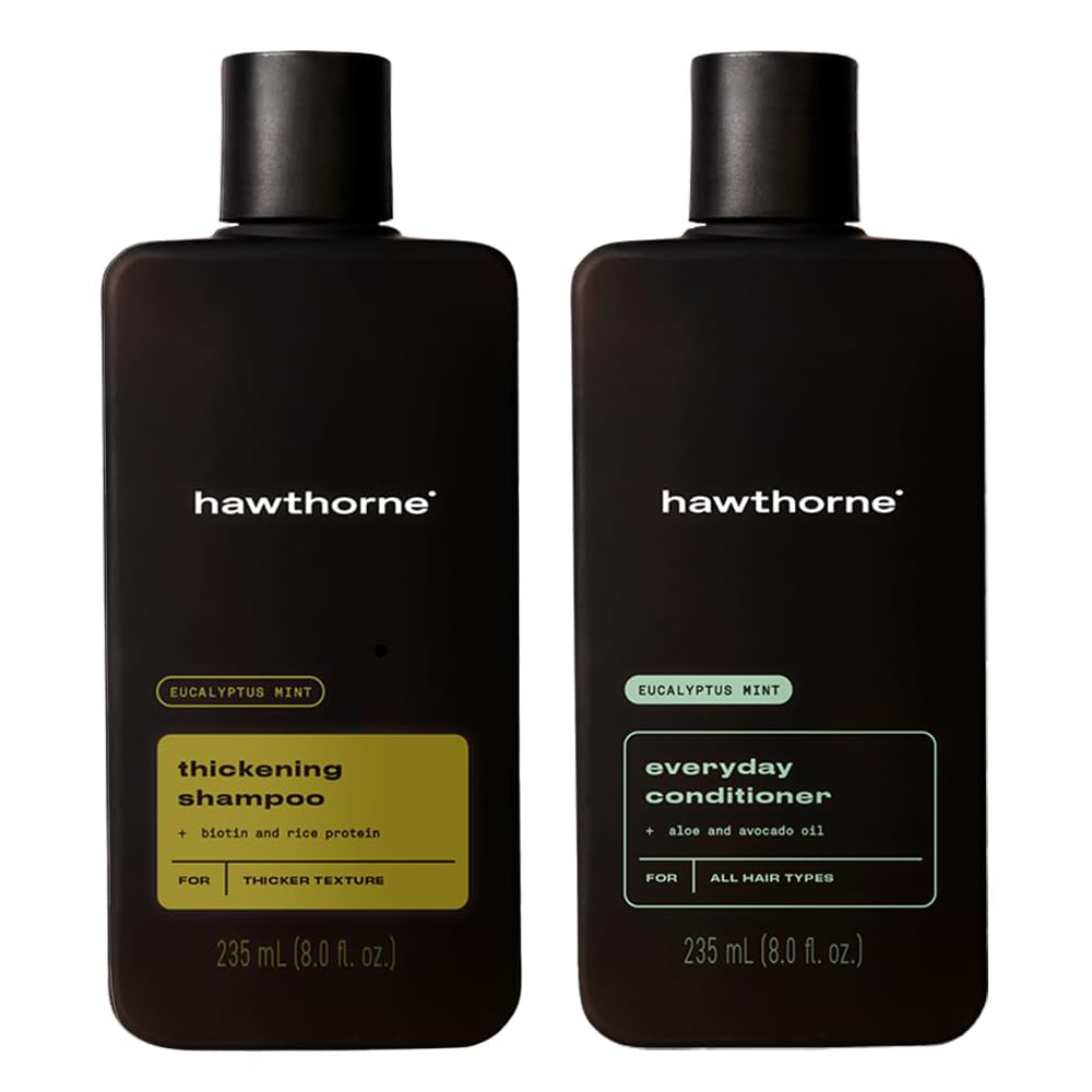 Hawthorne Thicker Hair Shampoo & Conditioner Set for Men – Sulfate Free, Paraben Free, 8 oz Each