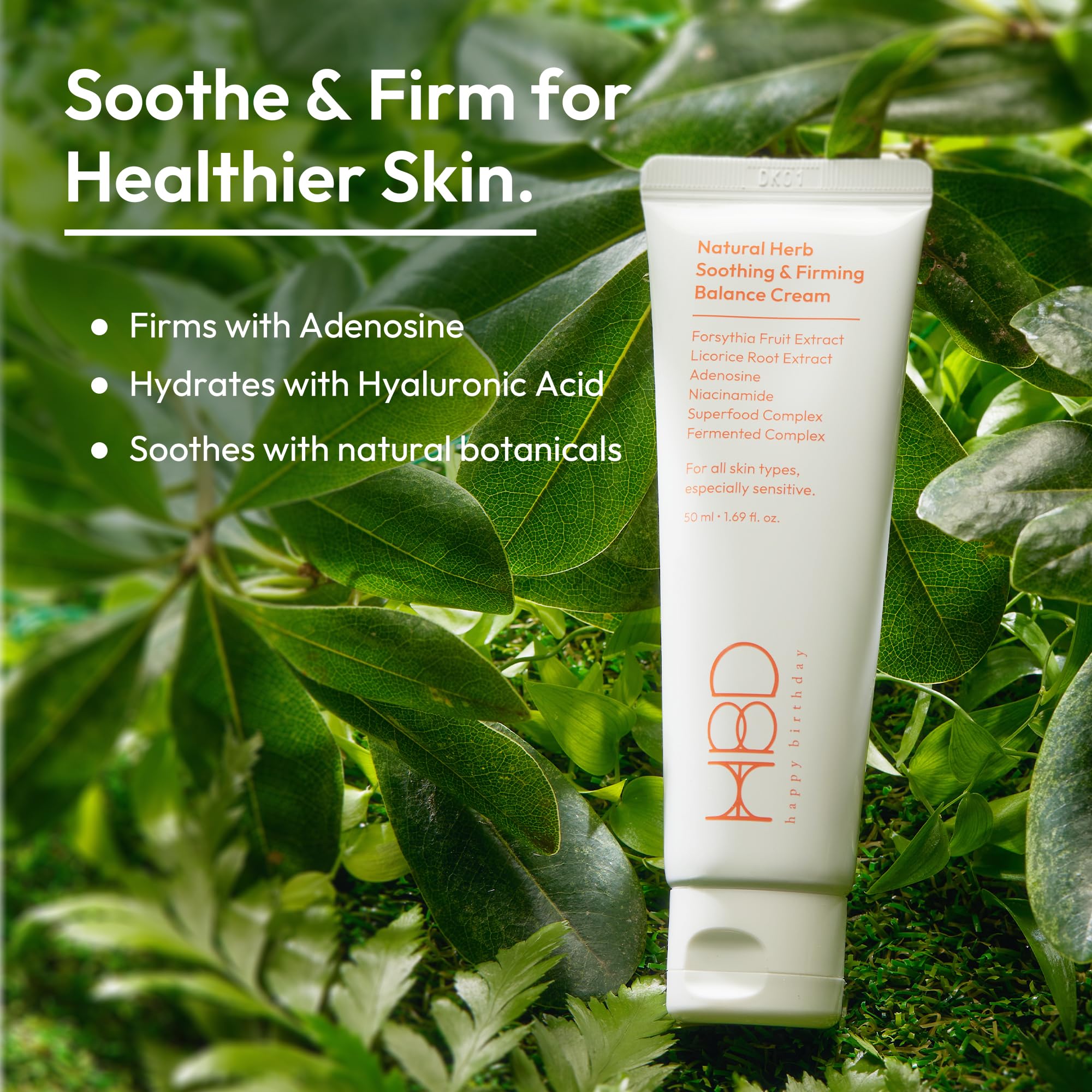 HBD Soothing & Firming Face Moisturizer with Niacinamide & Adenosine – Hydrating Korean Cream (1.69 fl oz)