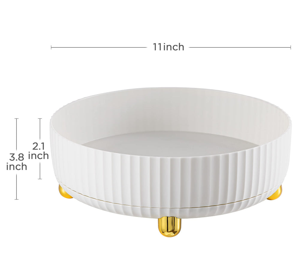 HBlife 360° Makeup Organizer – 11-Inch Lazy Susan for Vanity & Bathroom Counter (White)