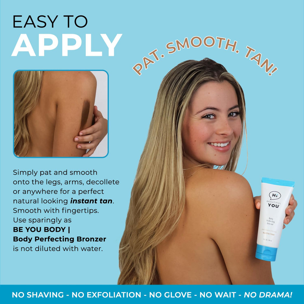 BE YOU BODY by HBY | Body Perfecting Bronzer – Instant Sunless Glow, Transfer- and Sweat-Resistant