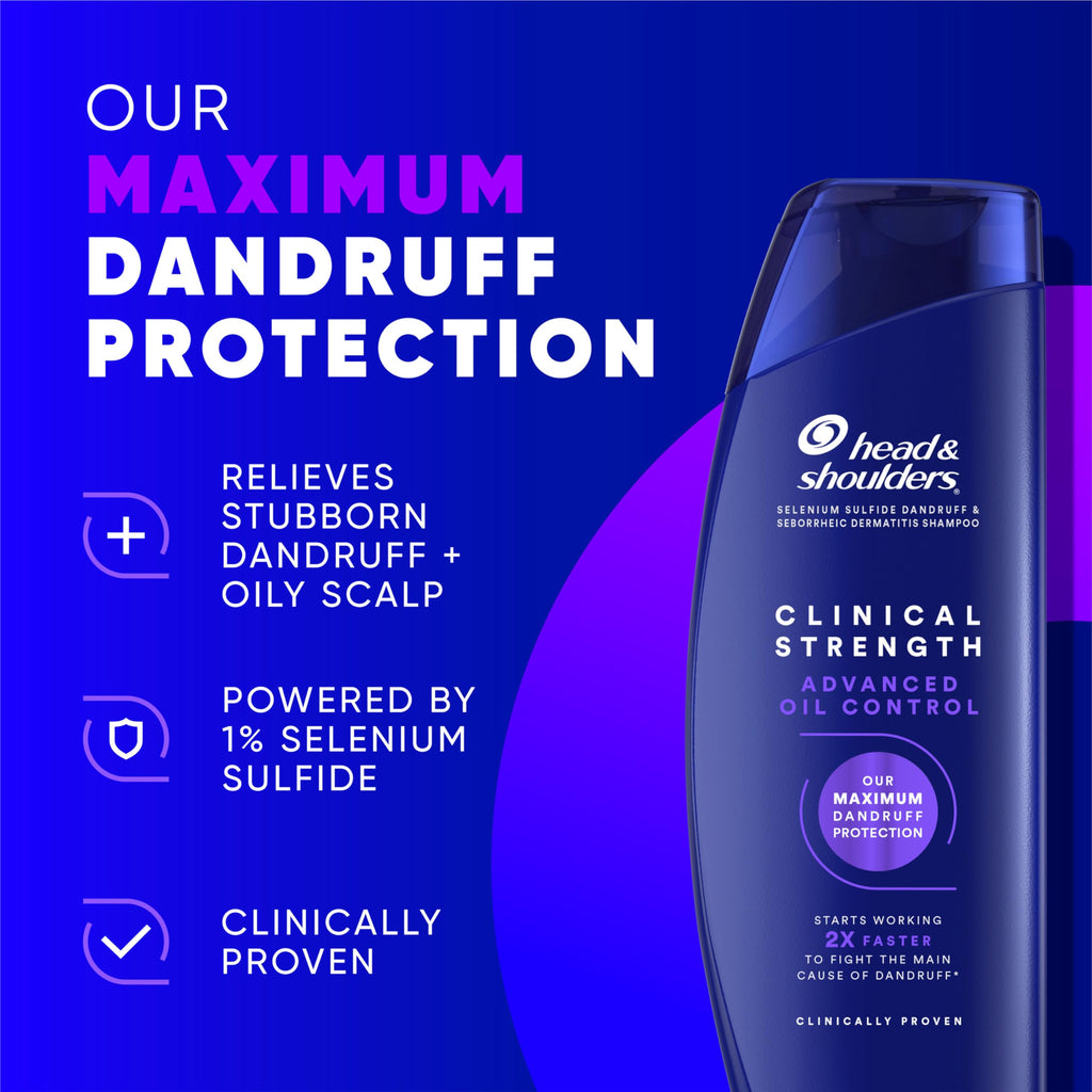 Head & Shoulders Clinical Strength Advanced Oil Control Shampoo – 1% Selenium Sulfide, Citrus, 13.5 fl oz