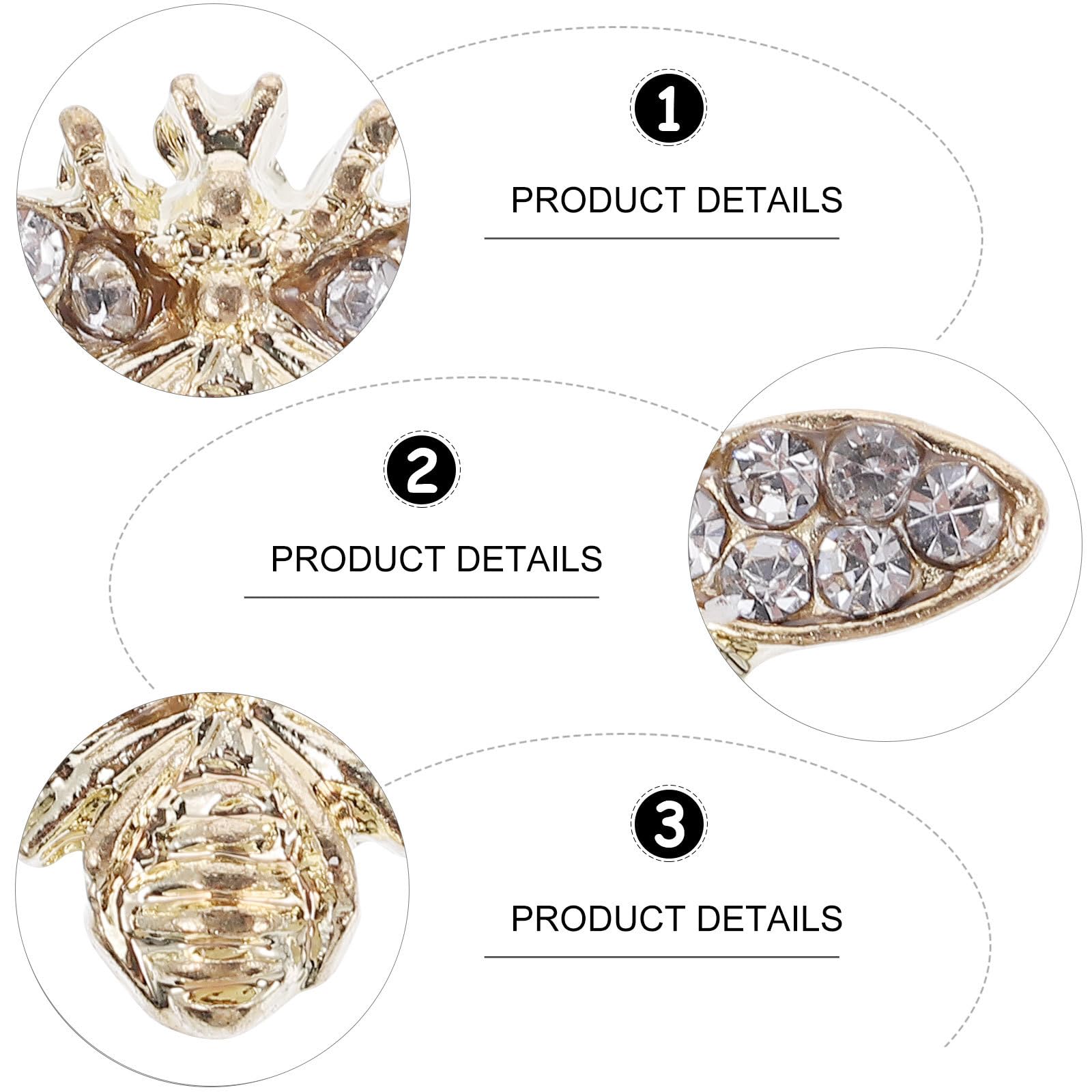 Healeved Bee Nail Charms 3D Alloy – Retro Nail Art Accessories for Acrylic & Natural Nails