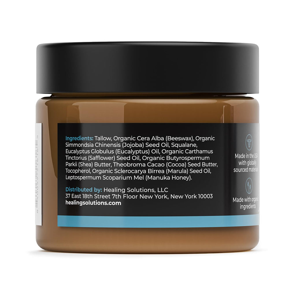 Healing Solutions Beef Tallow & Honey Balm for Face – 1.8oz, Unscented