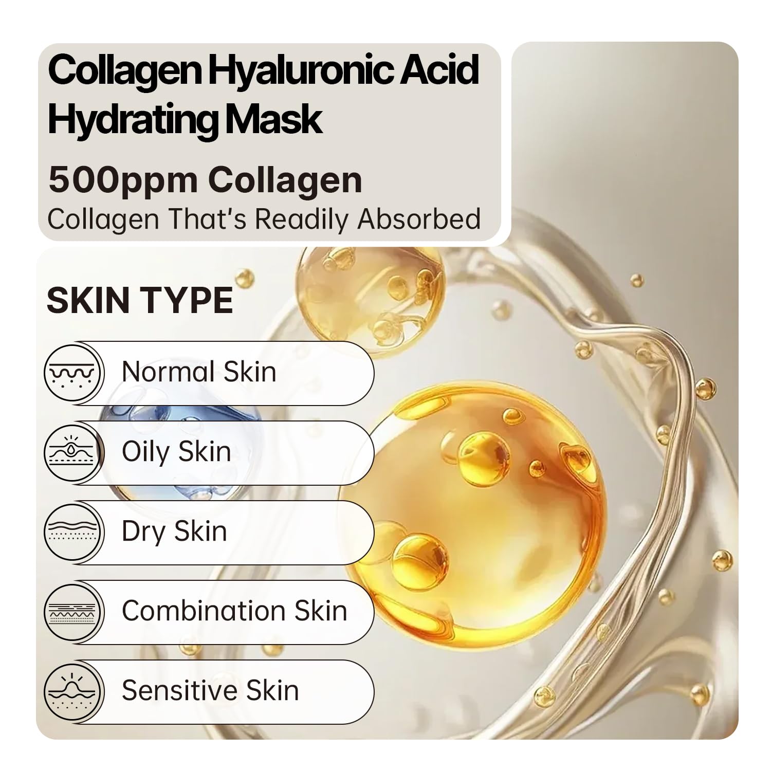 HEALOINE Deep Collagen Mask with Hyaluronic Acid – Overnight Firming, 500ppm Collagen, 30g x10
