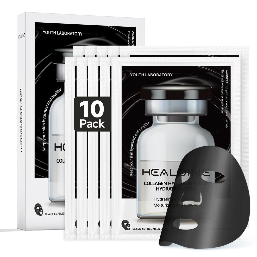 HEALOINE Deep Collagen Mask with Hyaluronic Acid – Overnight Firming, 500ppm Collagen, 30g x10