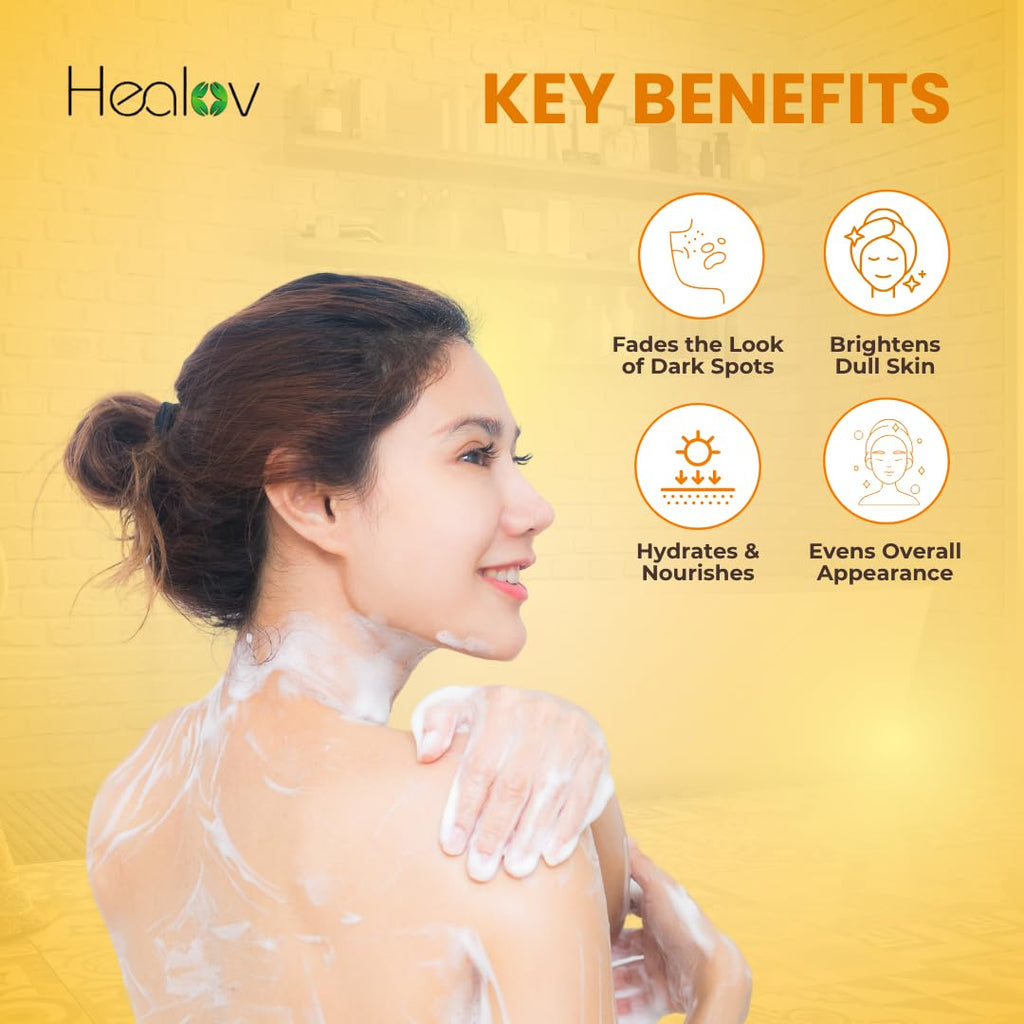Healov Kojic Acid Body Wash & Turmeric Soap for Hyperpigmentation