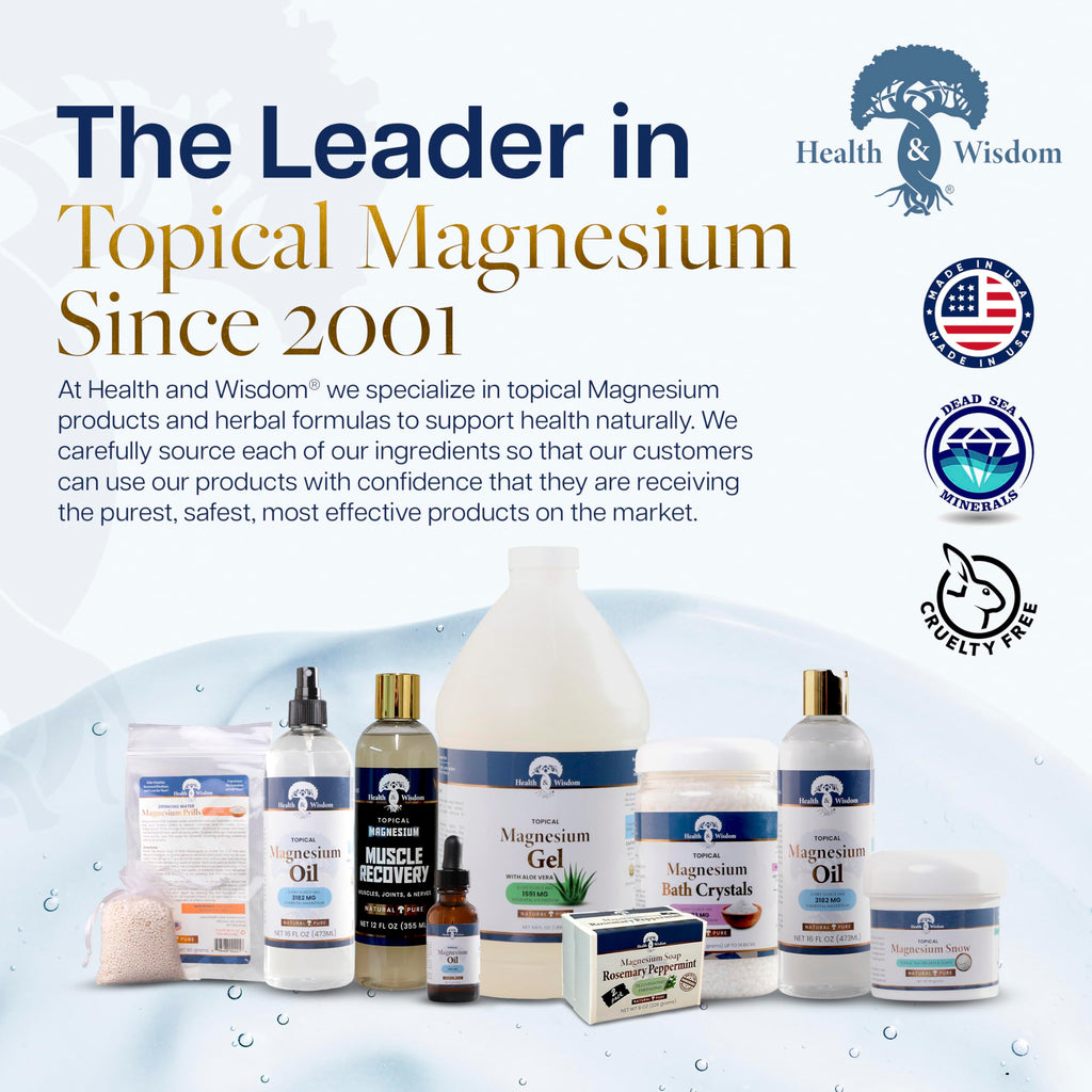 Health and Wisdom Pure Magnesium Gel with Seaweed Extract – Topical Relief, Skin Hydration, Enhanced Absorption (128 Fl oz)