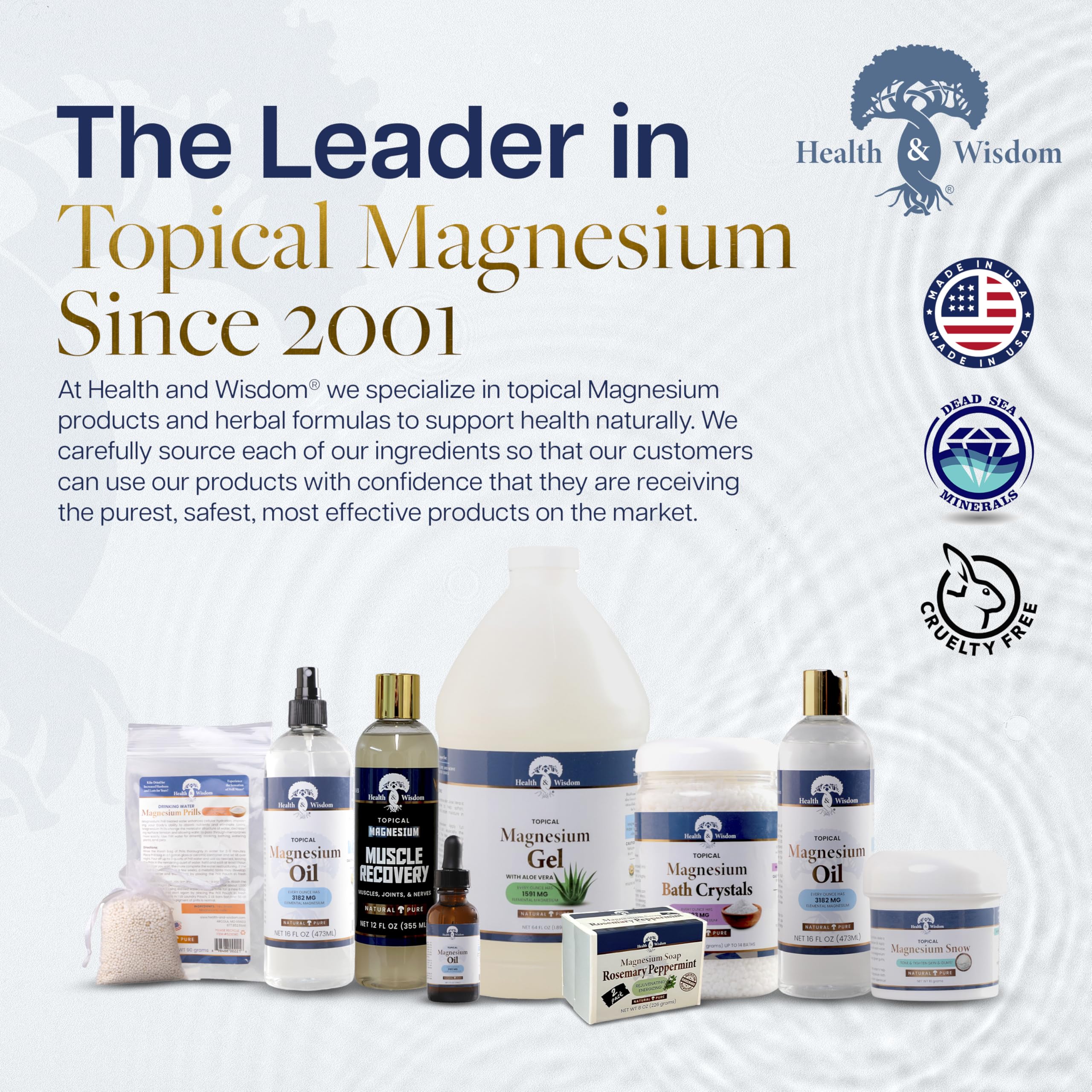 Health & Wisdom Pure Magnesium Oil – Topical Muscle & Joint Relief, Skin Moisturizer (12 oz)