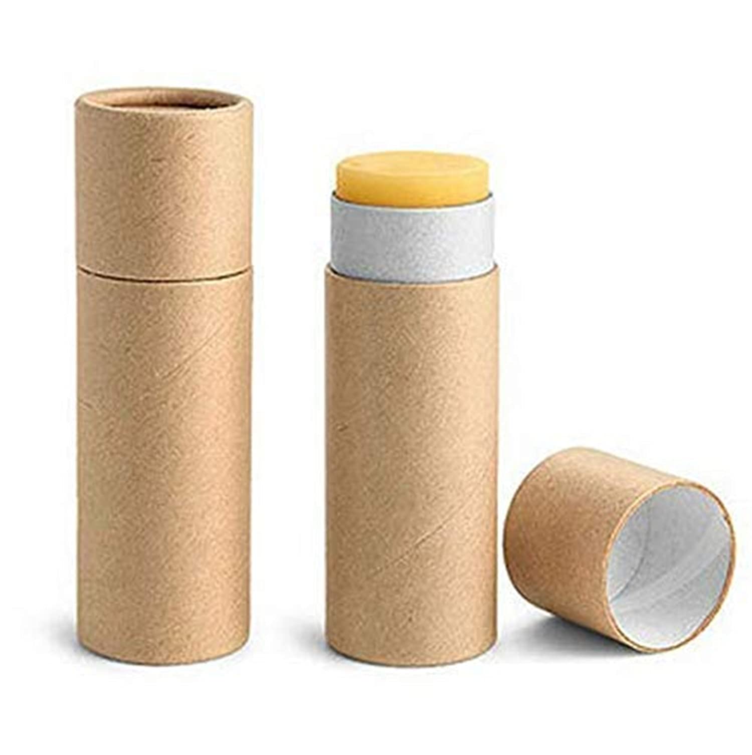Healthcom 10-Pack 2oz Paperboard Lip Balm Tubes – Refillable DIY Lip Gloss Containers (Brown)