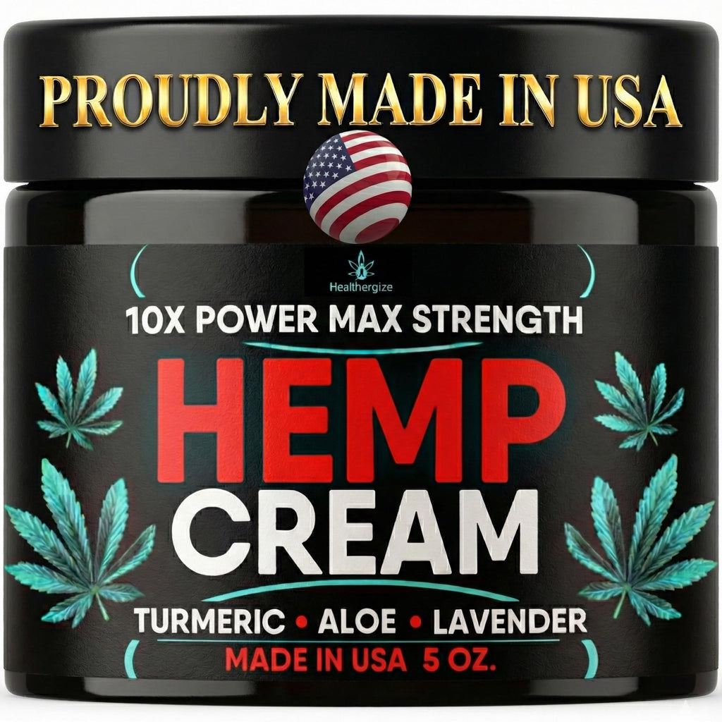 Healthergize Hemp Cream Maximum Strength — Full Body Hemp Lotion, Non-Greasy, USA Made