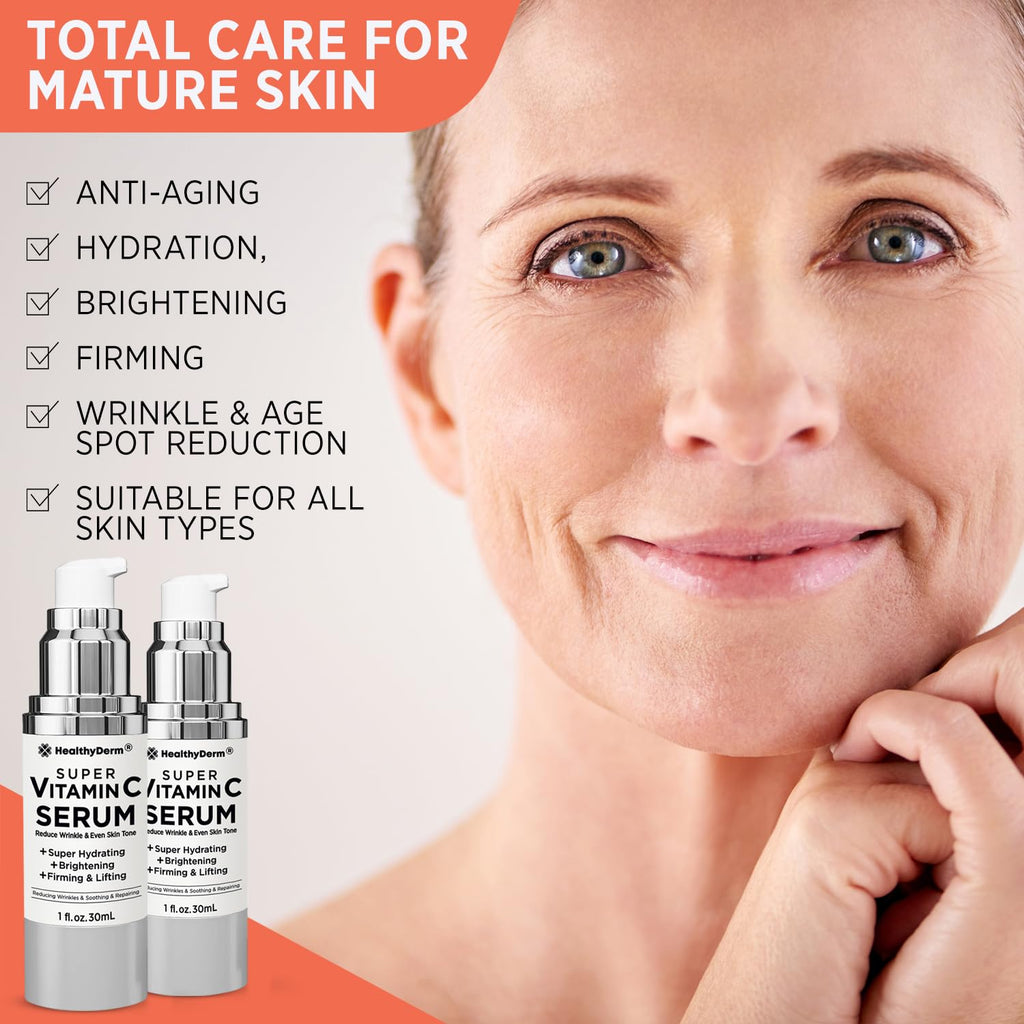 HealthyDerm Super Vitamin C Serum for Mature Skin (Pack of 2) – Hydration, Lifting & Brightening