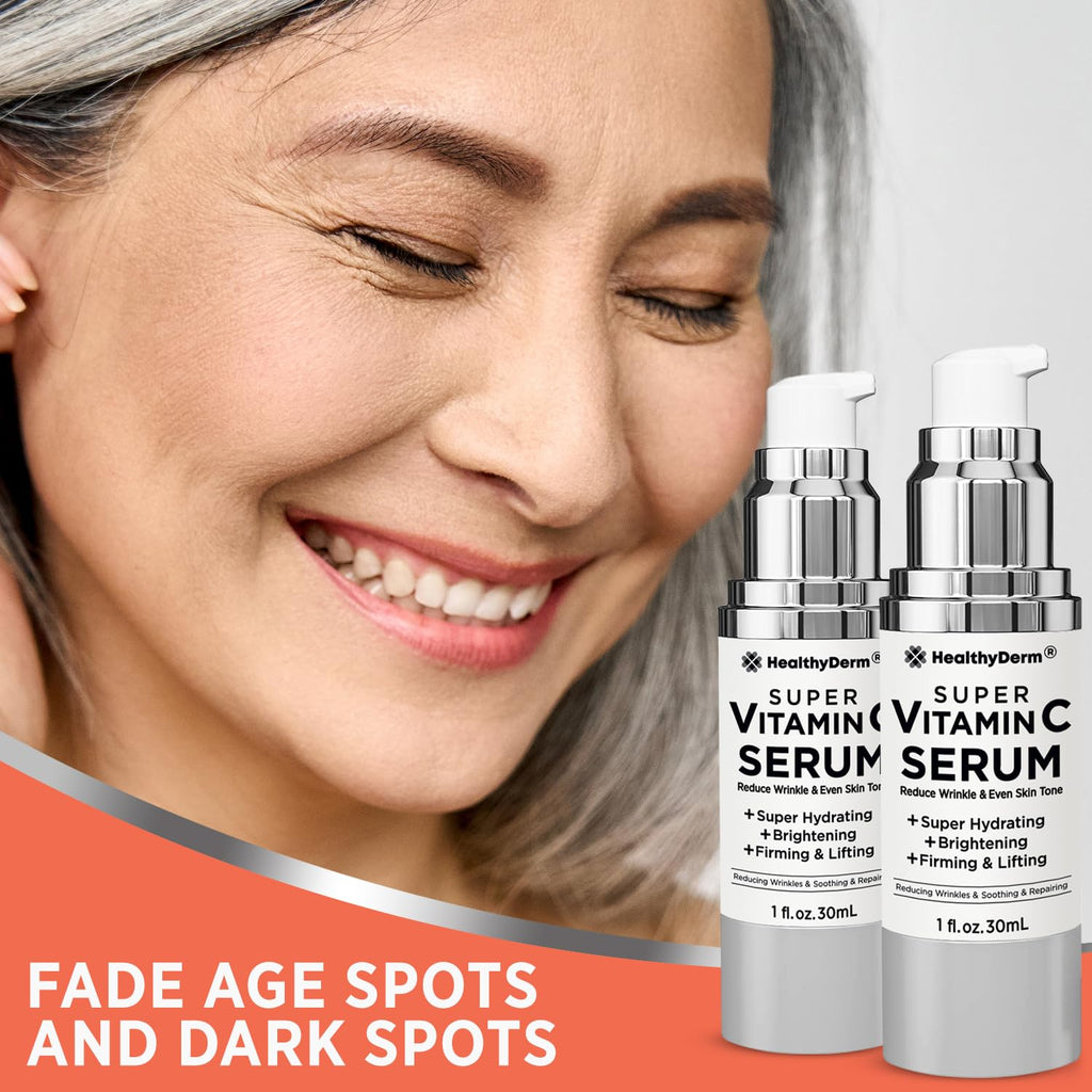 HealthyDerm Super Vitamin C Serum for Mature Skin (Pack of 2) – Hydration, Lifting & Brightening