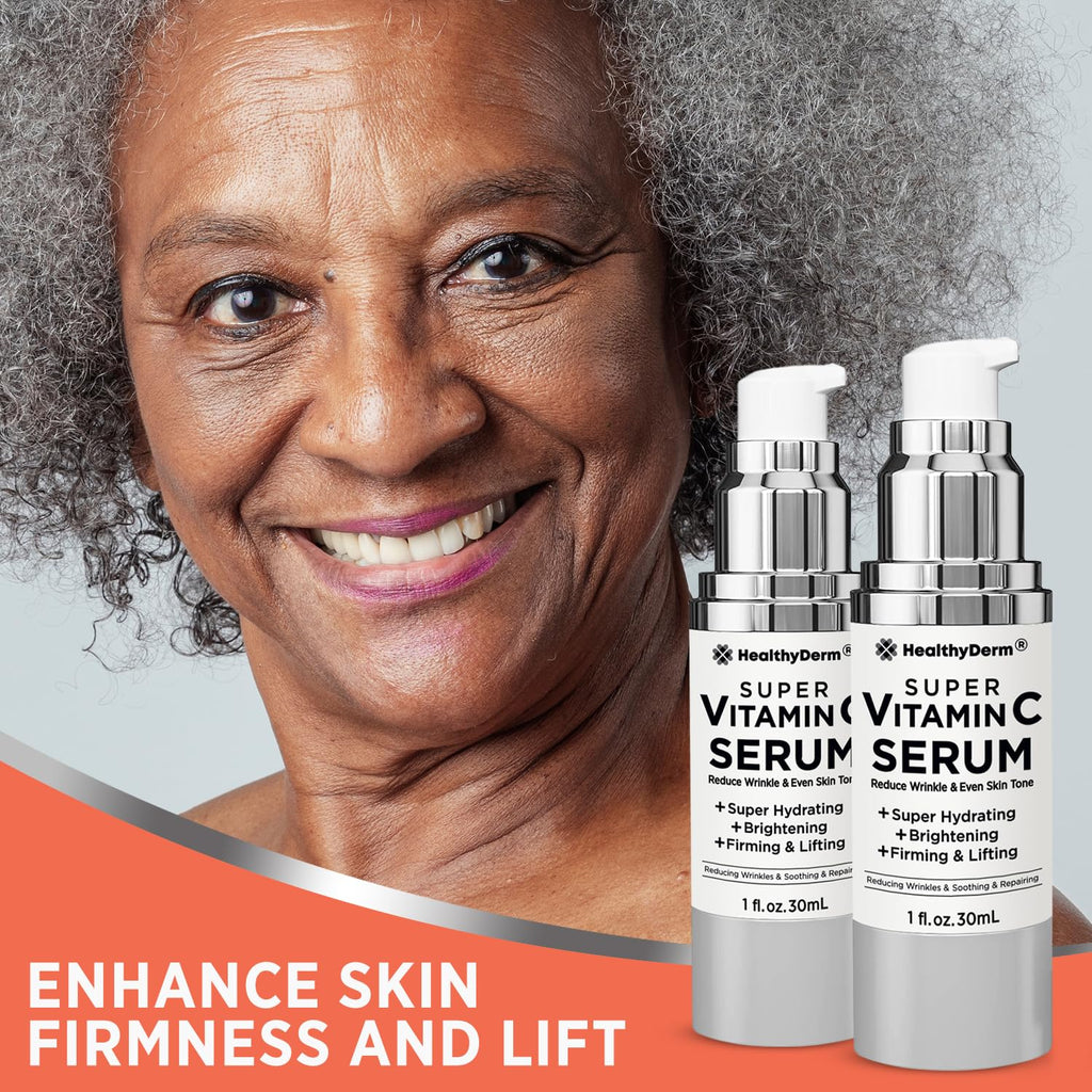HealthyDerm Super Vitamin C Serum for Mature Skin (Pack of 2) – Hydration, Lifting & Brightening