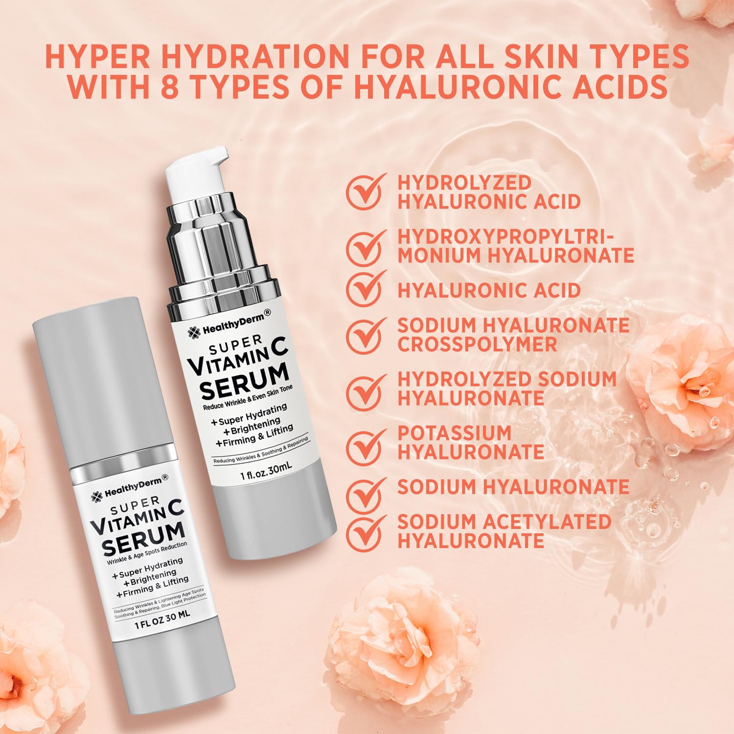 HealthyDerm Super Vitamin C Serum for Mature Skin (Pack of 2) – Hydration, Lifting & Brightening
