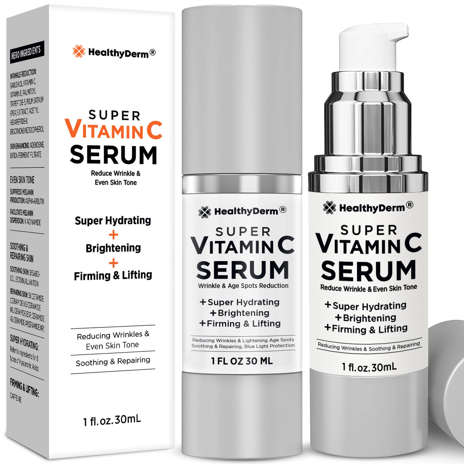 HealthyDerm Super Vitamin C Serum for Mature Skin (Pack of 2) – Hydration, Lifting & Brightening