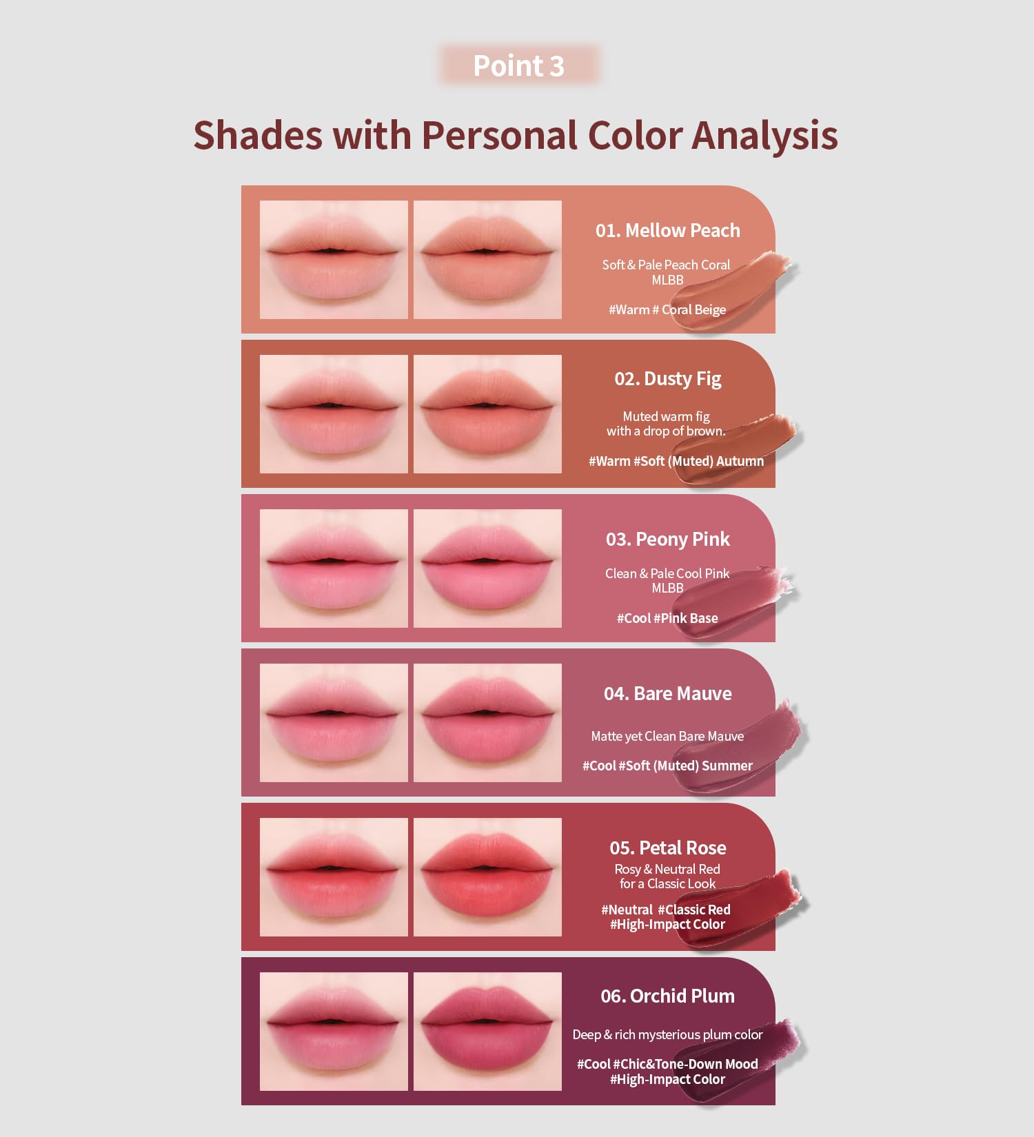 Heart Percent Dote On Mood Blurry Fog Tint #03 Peony Pink – Velvet Matte Lip Stains with Personal Color Analysis