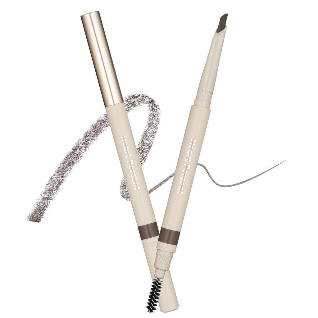 Heart Percent Dote On Mood Edge & Flat Brow Pencil Retractable Definer with Built-in Shaper Spoolie D1 Classic Brown
