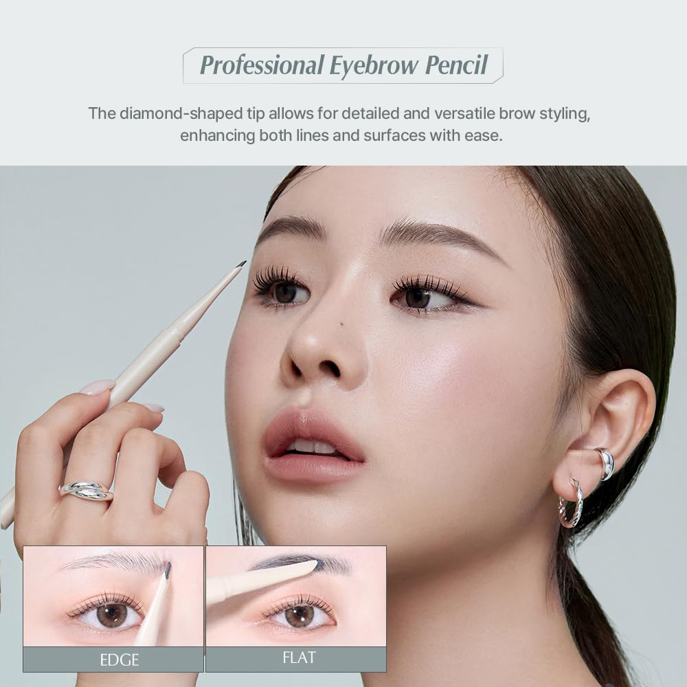 Heart Percent Dote On Mood Edge & Flat Brow Pencil Retractable Definer with Built-in Shaper Spoolie D1 Classic Brown