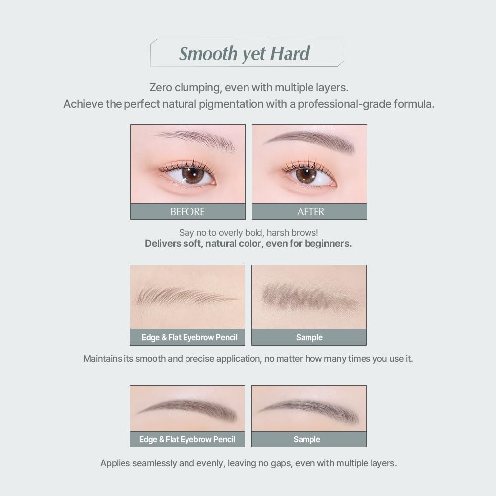 Heart Percent Dote On Mood Edge & Flat Brow Pencil Retractable Definer with Built-in Shaper Spoolie D1 Classic Brown
