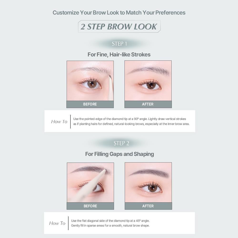 Heart Percent Dote On Mood Edge & Flat Brow Pencil Retractable Definer with Built-in Shaper Spoolie D1 Classic Brown