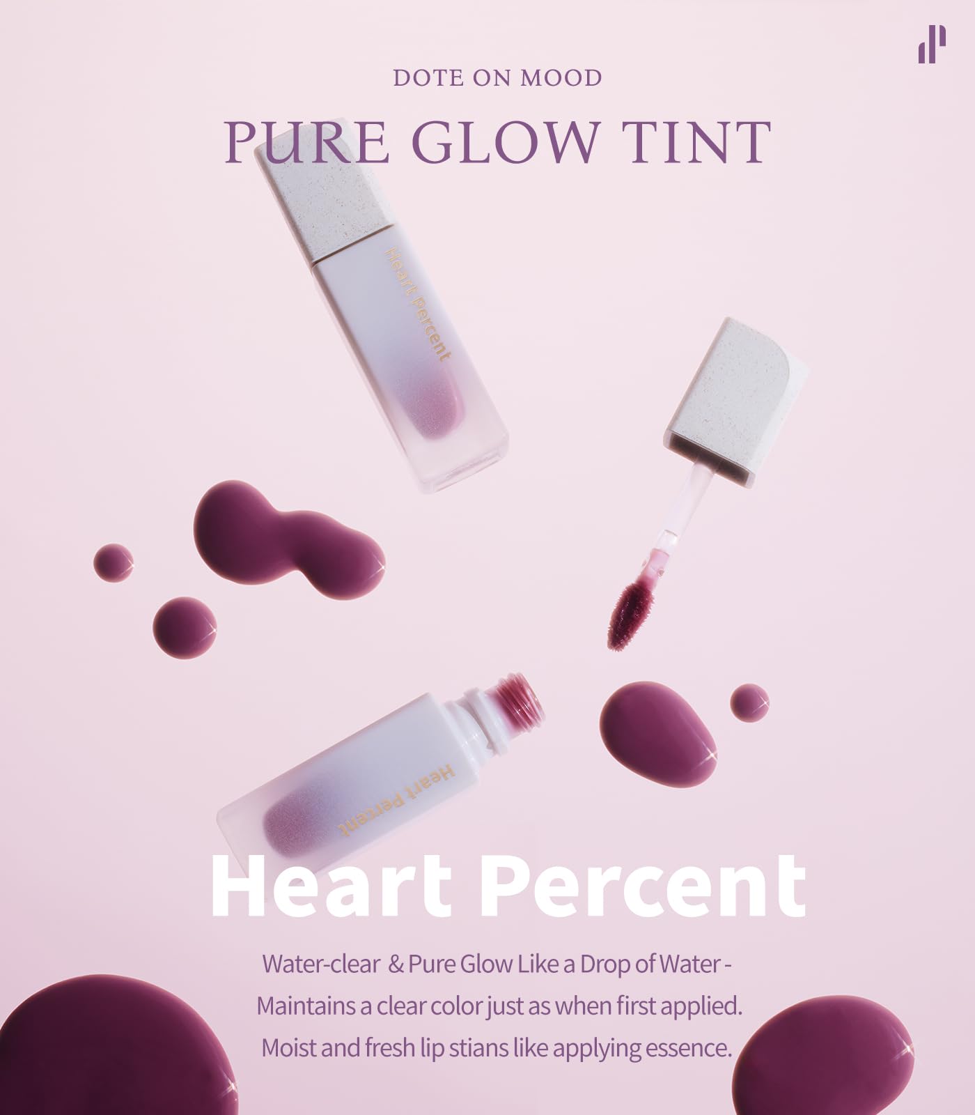 Heart Percent Just Coral Lip Tint – Dote On Mood Pure Glow, Lightweight Hydration