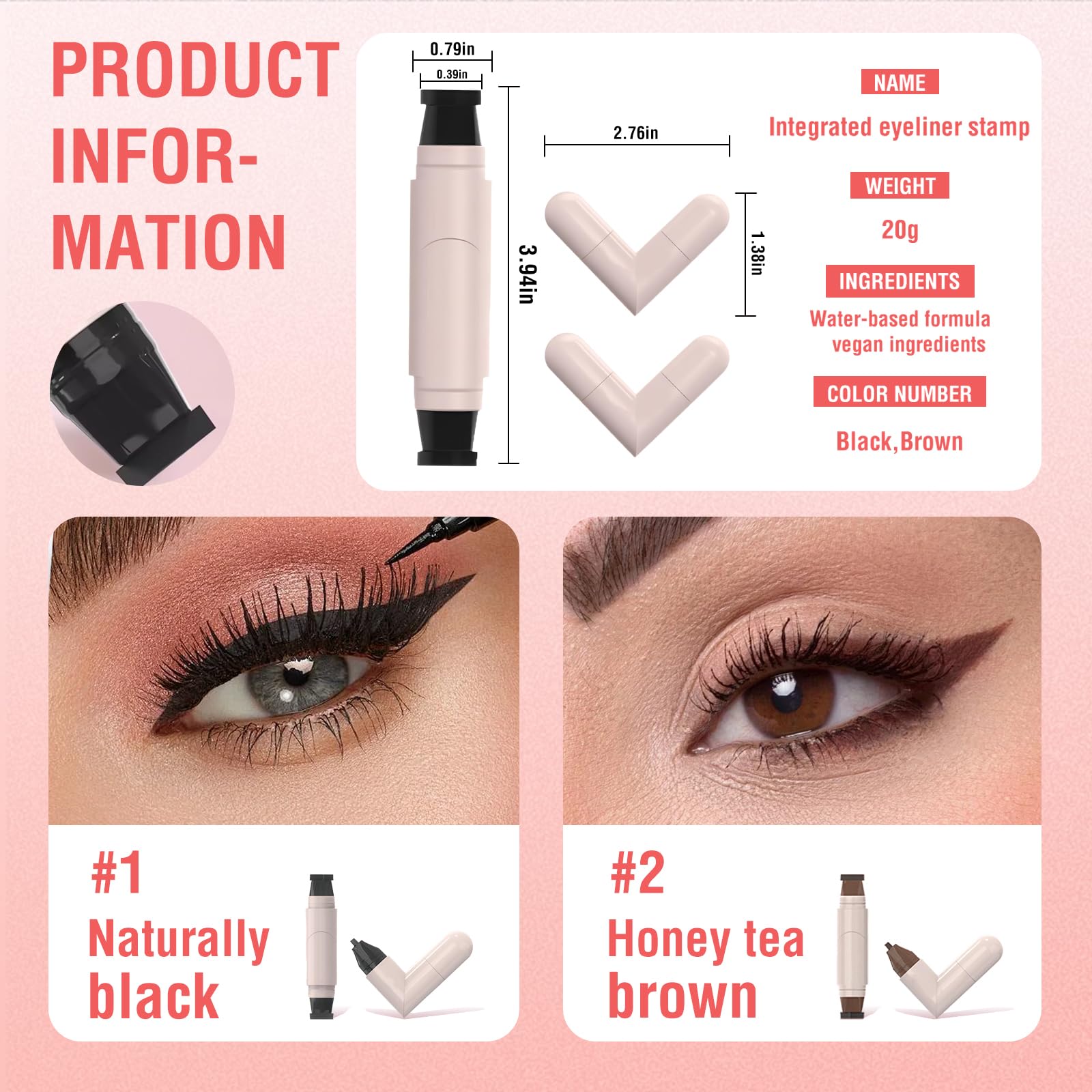 Eyeliner Stamp Gel Eyeliner Set – Double-Ended Winged Stamp, Foldable, Waterproof & Smudge-Proof for Beginners