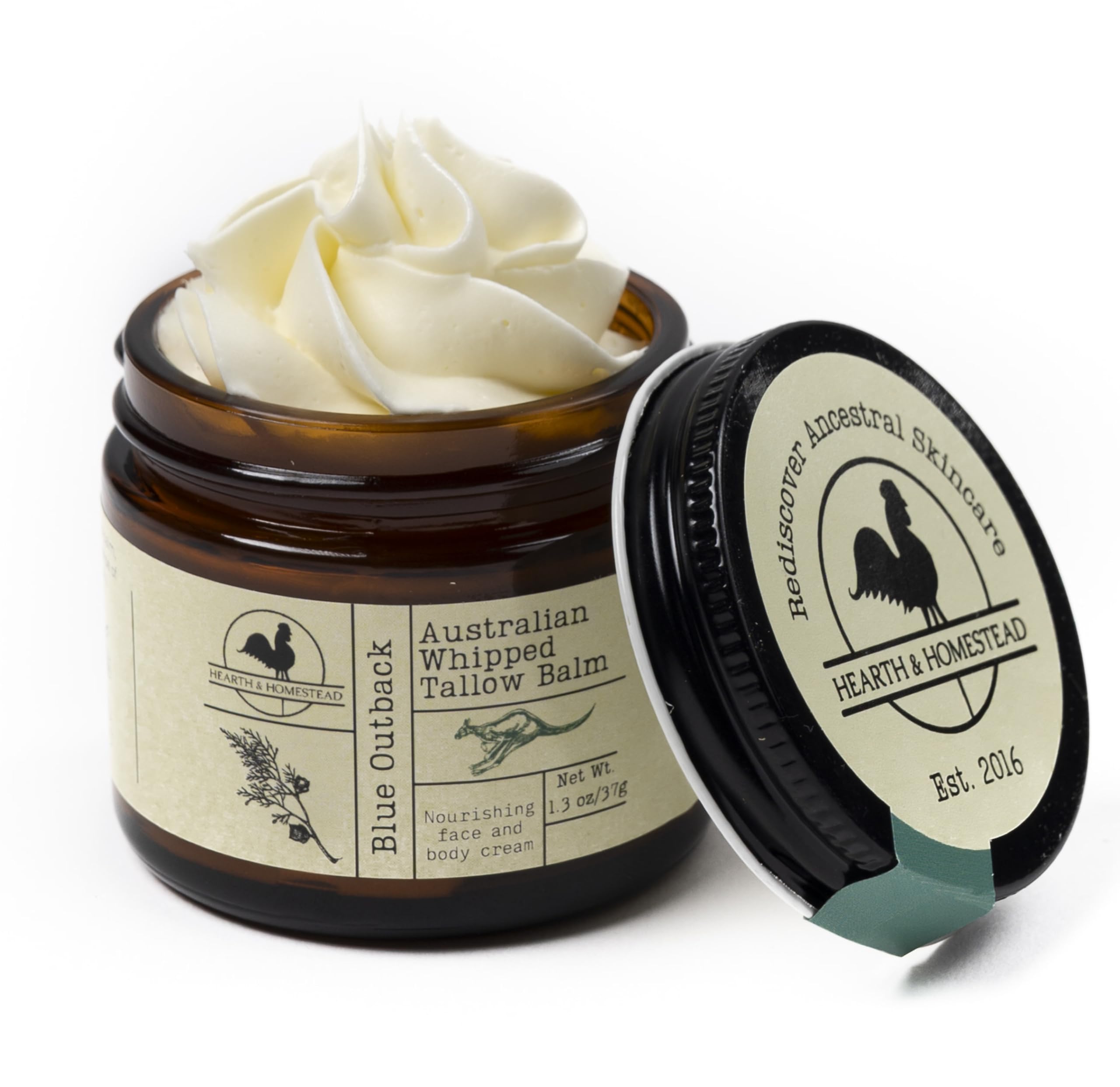 Hearth and Homestead Blue Outback Tallow Balm with Emu, Jojoba, Sandalwood & Blue Cypress — 1.3 oz