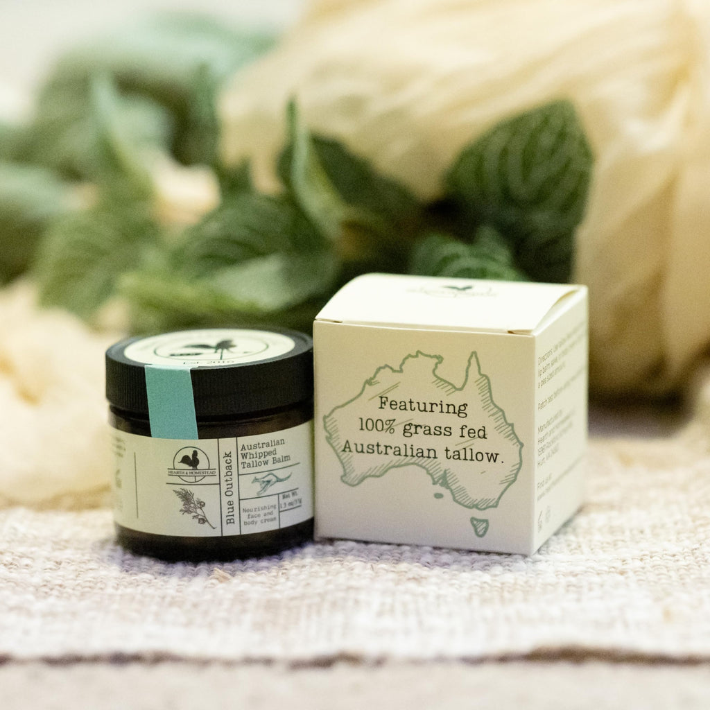 Hearth and Homestead Blue Outback Tallow Balm with Emu, Jojoba, Sandalwood & Blue Cypress — 1.3 oz