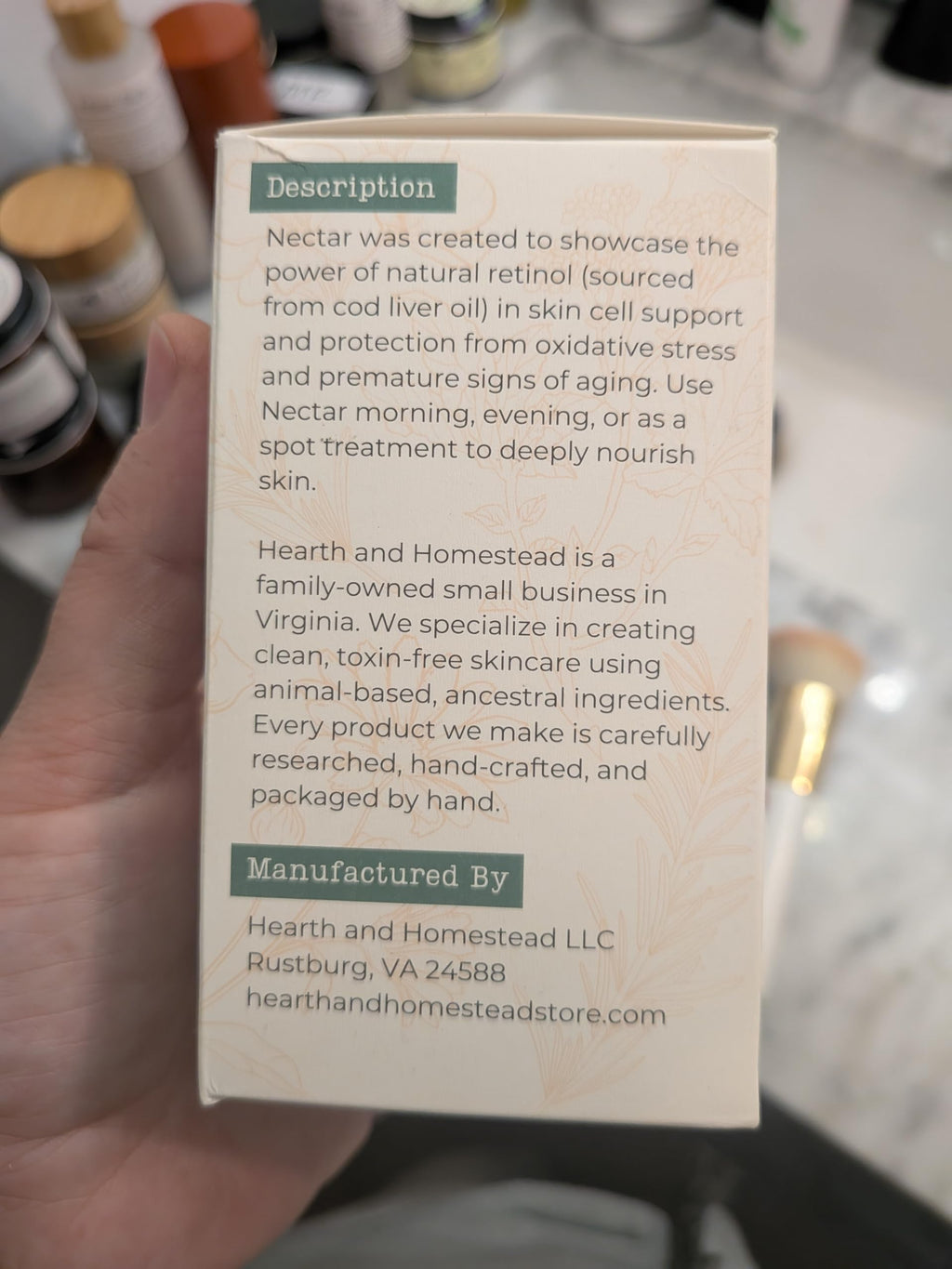 Nectar Natural Retinol Serum by Hearth & Homestead – Cod Liver Oil, Tallow & Emu Oil | 1 fl oz