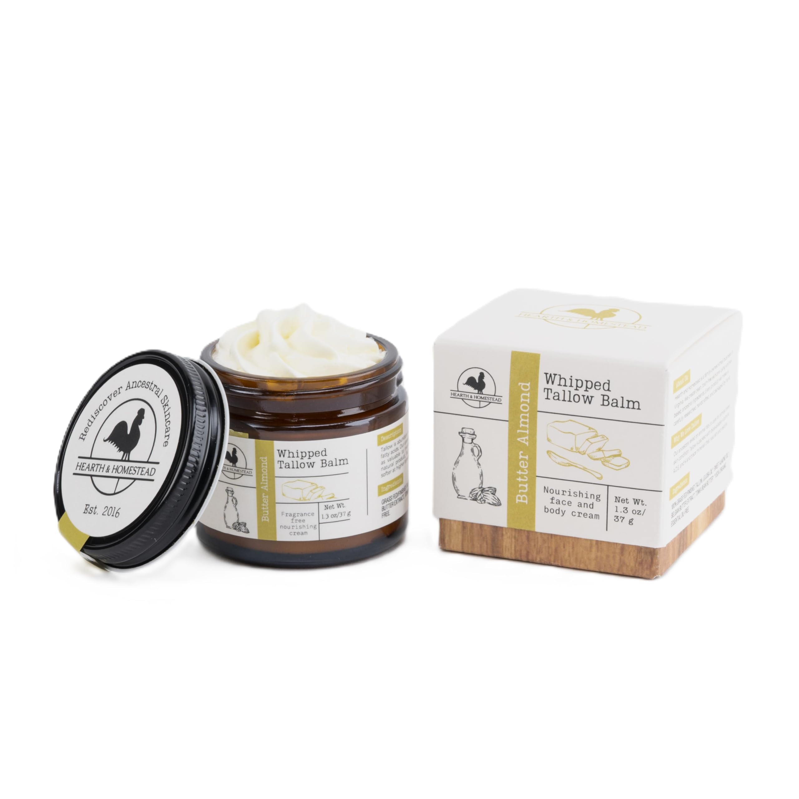 Hearth and Homestead Whipped Tallow Balm – Fragrance-Free, No Essential Oils, 1.3 oz