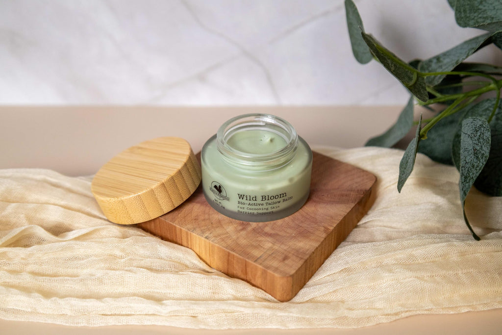 Hearth and Homestead Wild Bloom Bio-Active Tallow Face Balm with Blue Tansy – Hydration & Nourishment (0.7 oz)