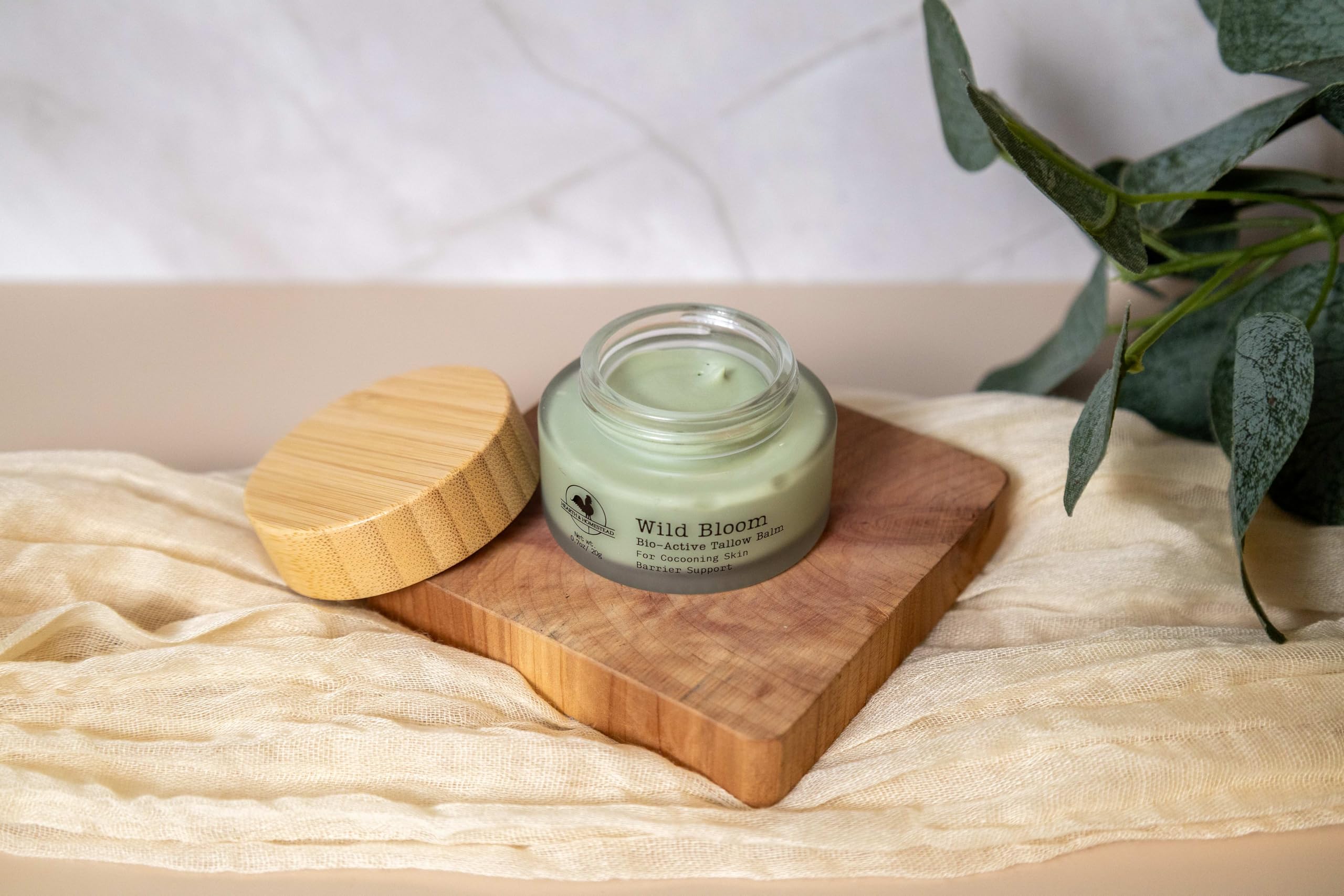 Hearth and Homestead Wild Bloom Bio-Active Tallow Face Balm with Blue Tansy – Hydration & Nourishment (0.7 oz)