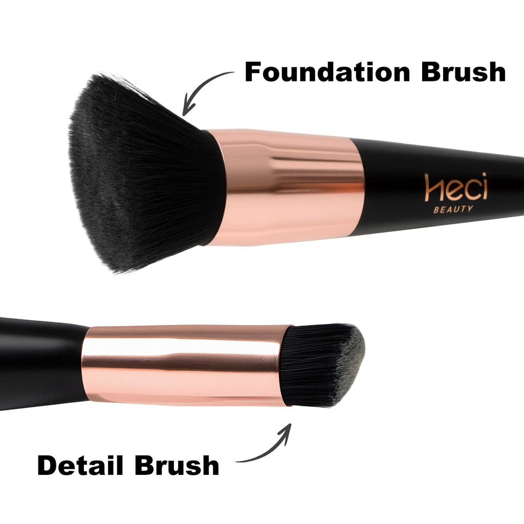 HECI BEAUTY Airbrush Foundation for Mature Skin – Silk Spray & Kabuki Brush Set | Shade 110 Light