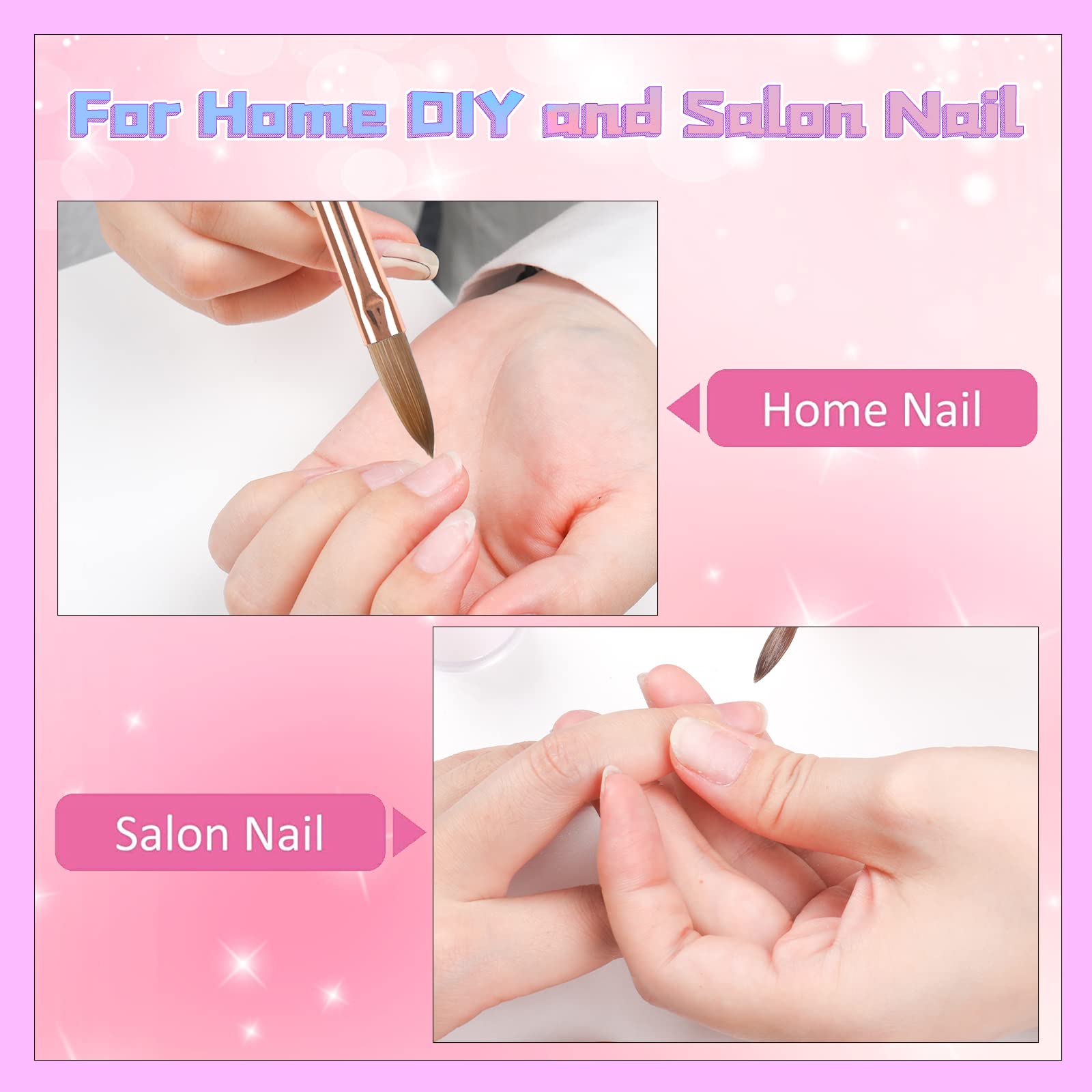heemeei 8# Acrylic Nail Brush – 100% Kolinsky Hair, Sturdy Handle
