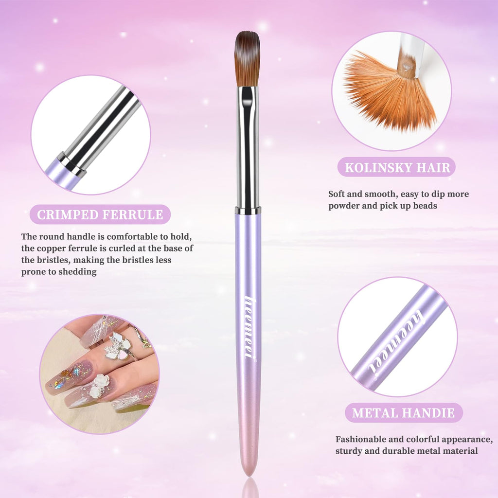 heemeei Acrylic Nail Brush Size 8 – 100% Kolinsky Hair, Sturdy Ergonomic Handle