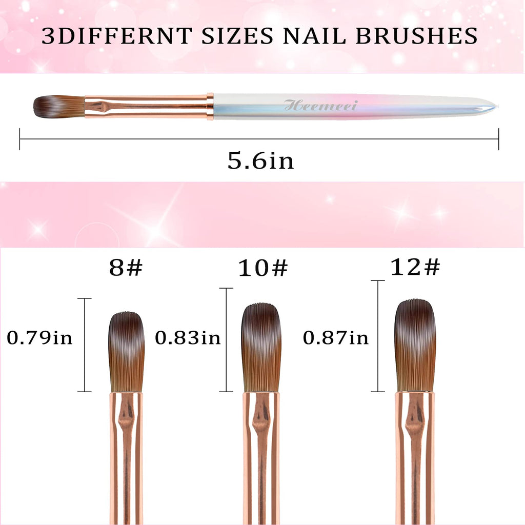 heemeei 8# Acrylic Nail Brush – 100% Kolinsky Hair, Sturdy Handle