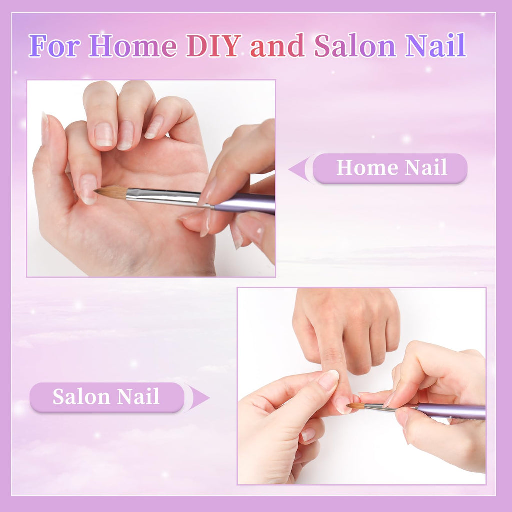 heemeei Acrylic Nail Brush Size 8 – 100% Kolinsky Hair, Sturdy Ergonomic Handle