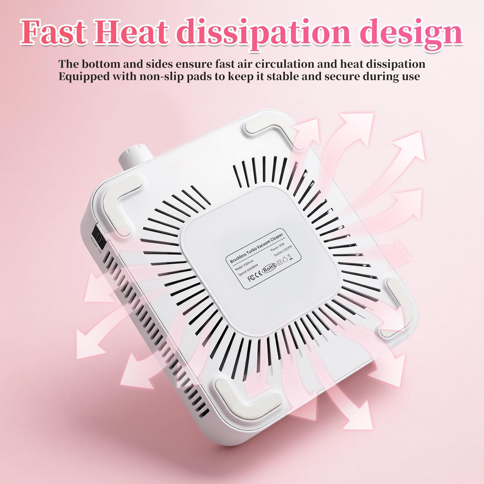 heemeei Nail Dust Collector – 6000RPM Rechargeable Vacuum with 30 Filters
