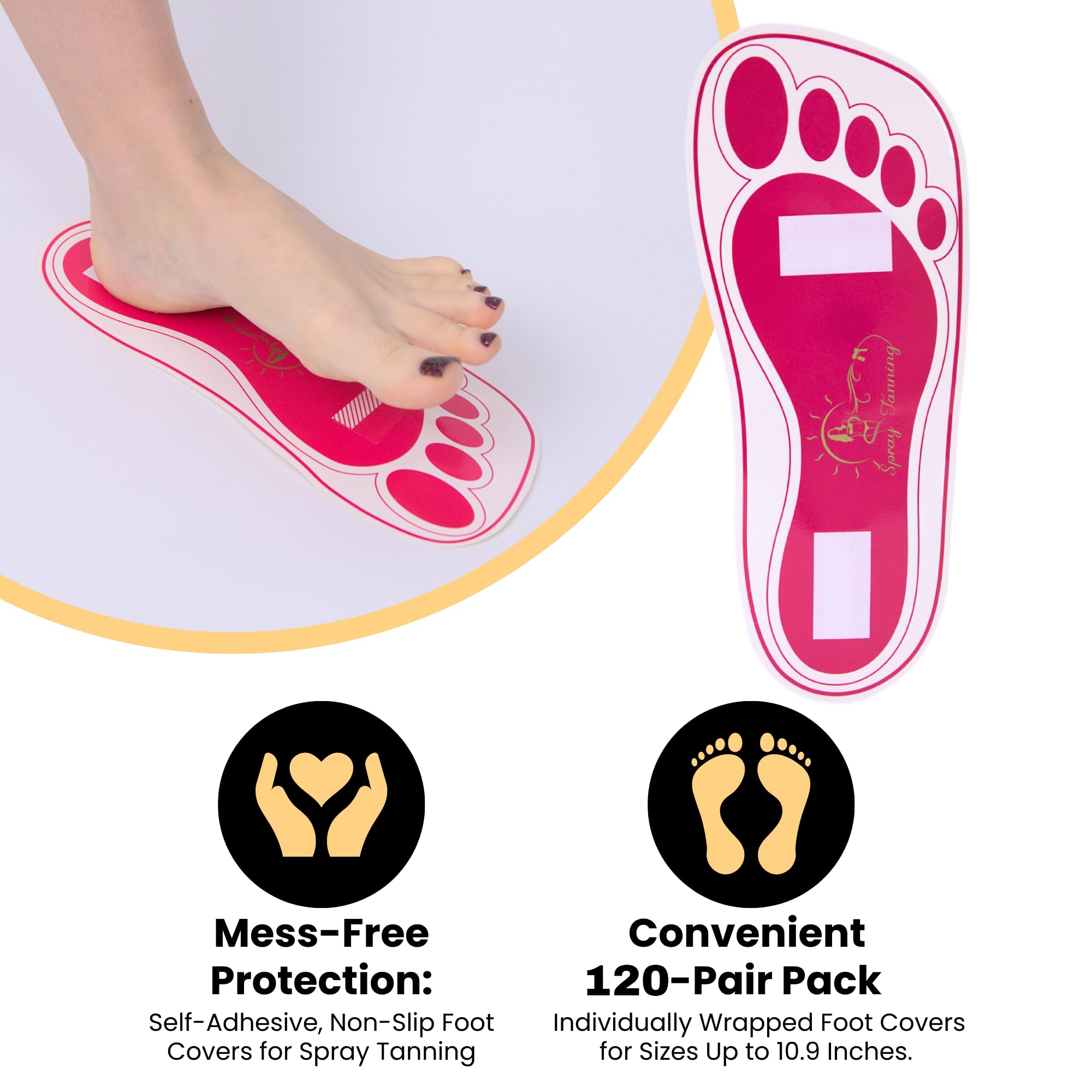 HeeStar 120 Pairs Disposable Spray Tan Feet Pads – Deluxe Hygienic Foot Protection for Salons & Home