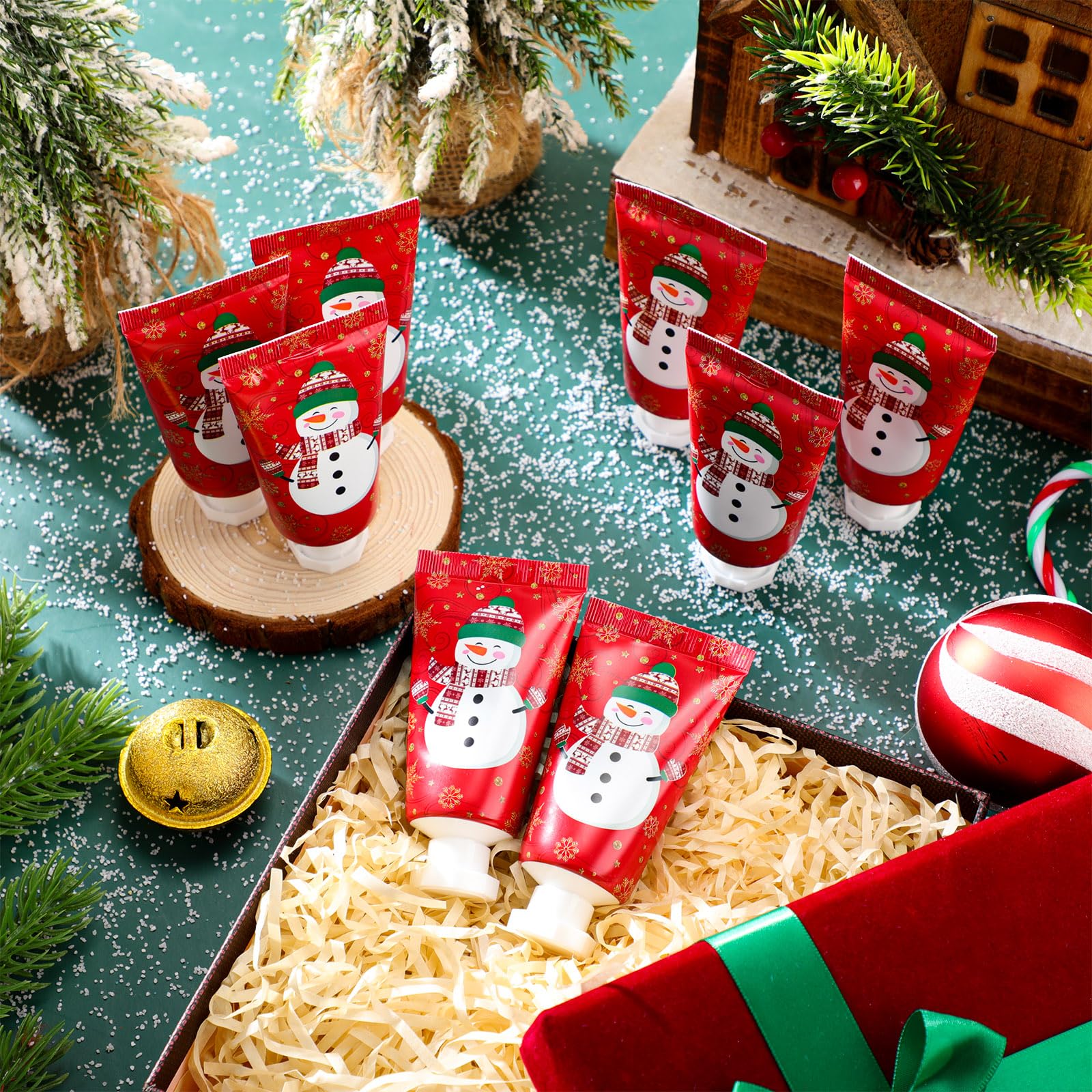 Heigble Holiday Hand Cream Set — 30 Travel-Size Moisturizers for Dry Skin (Snowman Gift)