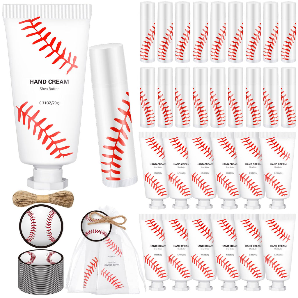 Heigble 144 Pcs Baseball Lip Balm Hand Cream Set – Baseball Party Supplies Gift Kit