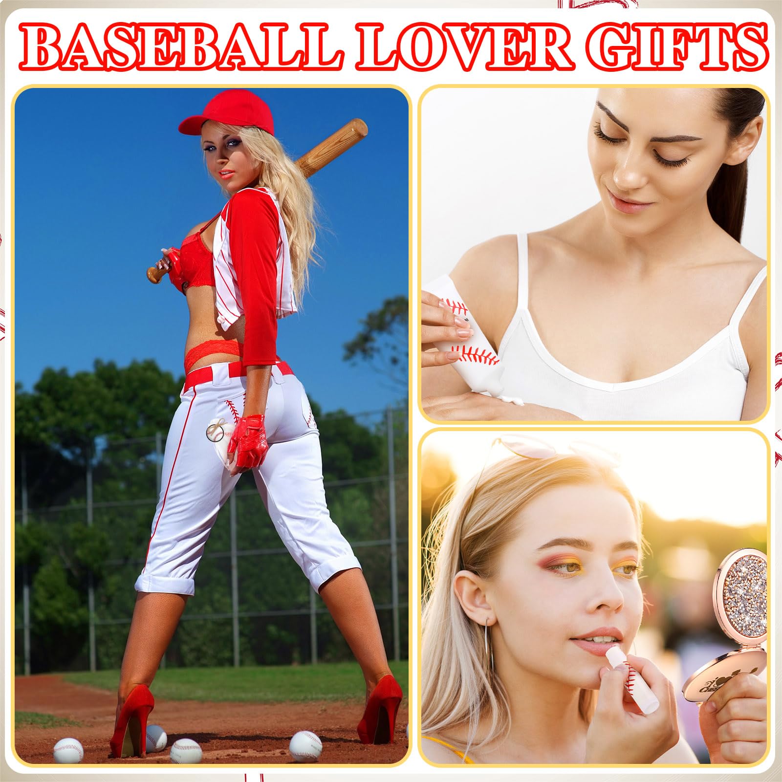 Heigble 144 Pcs Baseball Lip Balm Hand Cream Set – Baseball Party Supplies Gift Kit