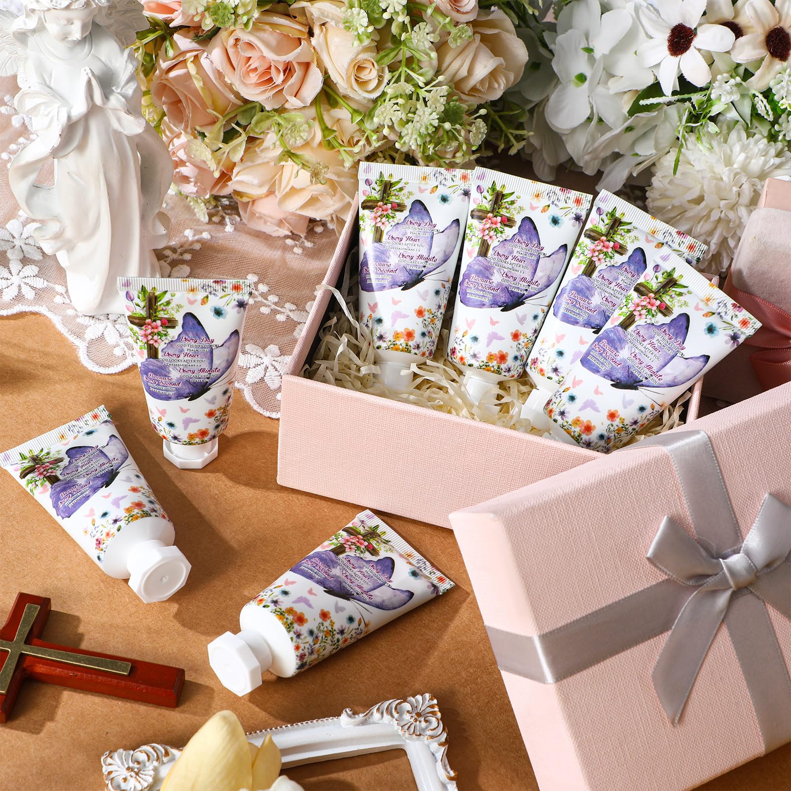 Heigble 50-Pack Christian Hand Lotion Gift Set – Bible Verse, Cherry Blossom Scent