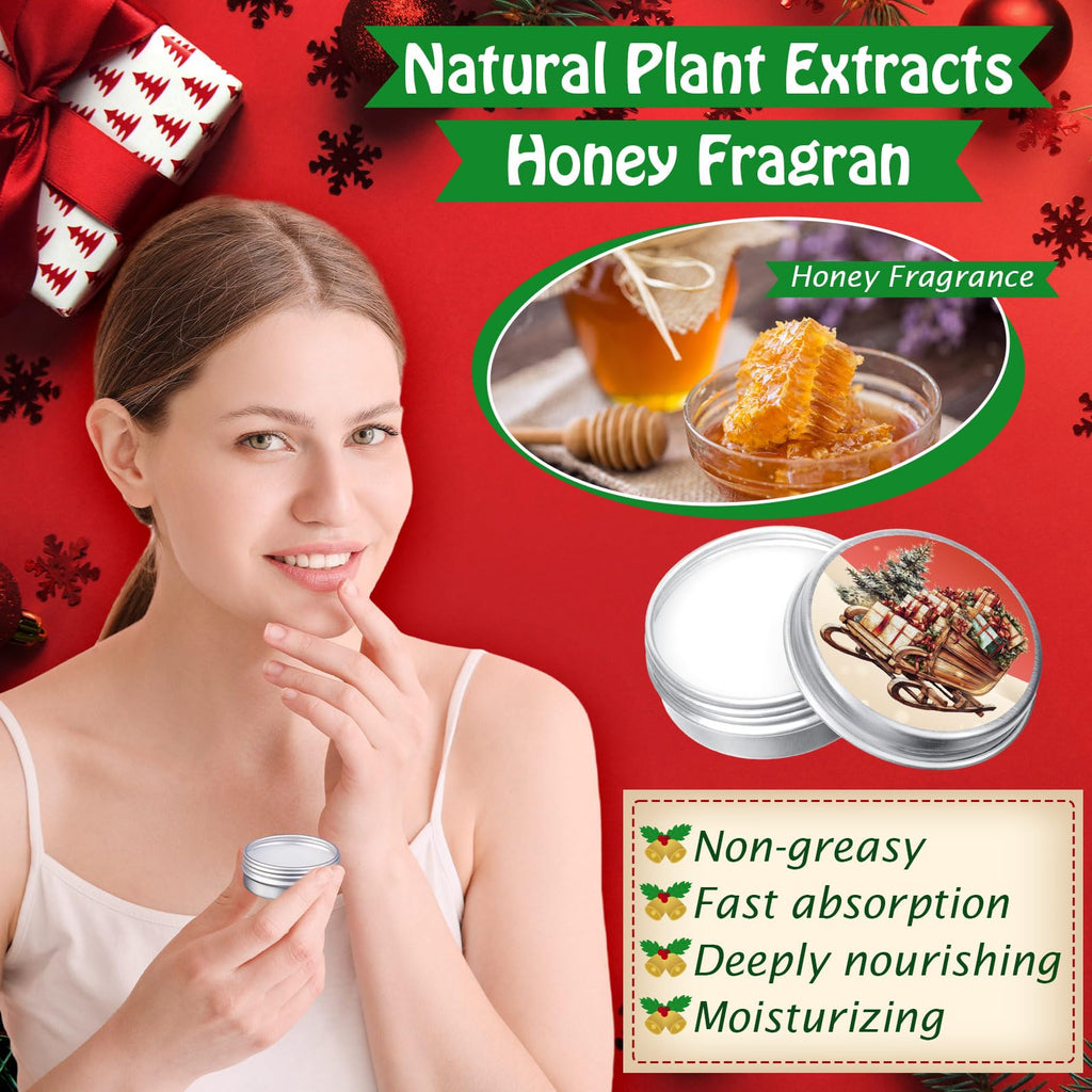 Heigble 48-Count Christmas Lip Balm Set | Honey Scented Tin Can Lip Care & Festive Gift Favors