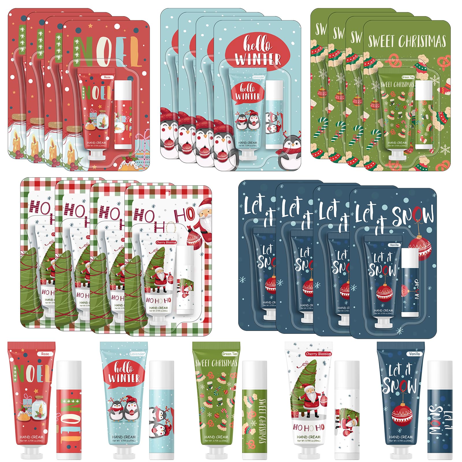 Heigble 50-Piece Christmas Hand Cream & Lip Balm Gift Set – Travel Size