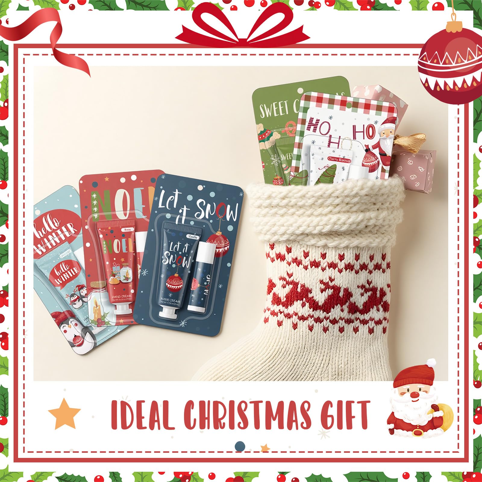 Heigble 30-Piece Christmas Hand Cream & Lip Balm Gift Set | Travel Size & Stocking Stuffers