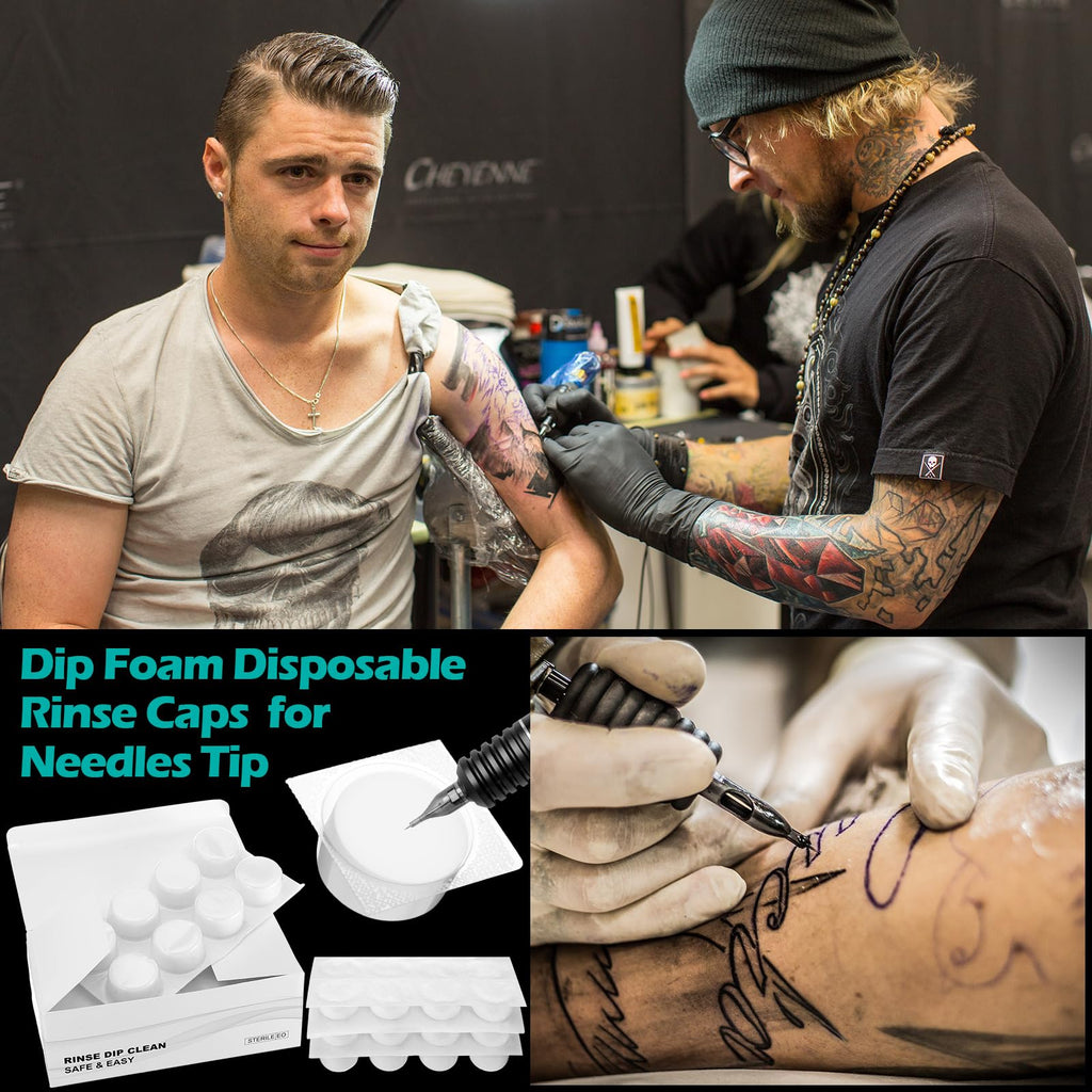 Heigble 48 Pcs Dip Foam Rinse Cups – Disposable Tattoo Ink Cleaning Caps
