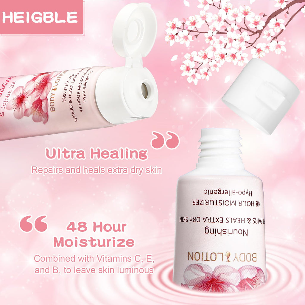 Heigble 100 Pack Travel Size Cherry Blossom & Jojoba Lotion – 1 oz