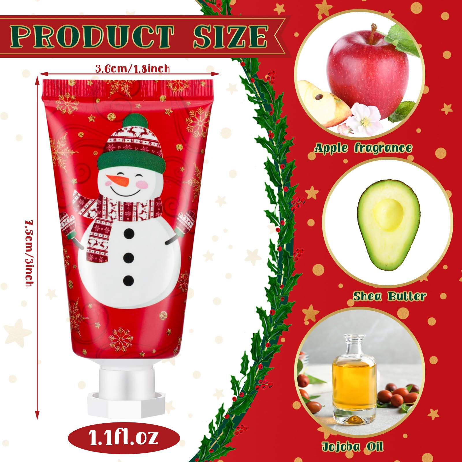 Heigble Holiday Hand Cream Set — 30 Travel-Size Moisturizers for Dry Skin (Snowman Gift)